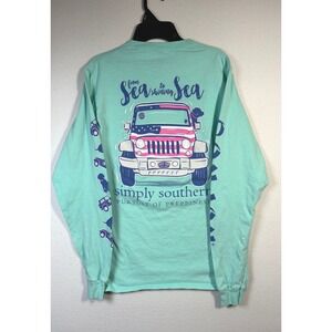 Simply Southern T-Shirt Womens Small Mint Green Excellent Jeep Ron Jon Graphic